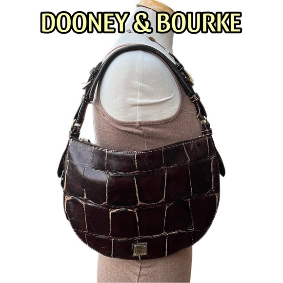 DOONEY & BOURKE Luna croc embossed leather hobo bag - Picture 4 of 10